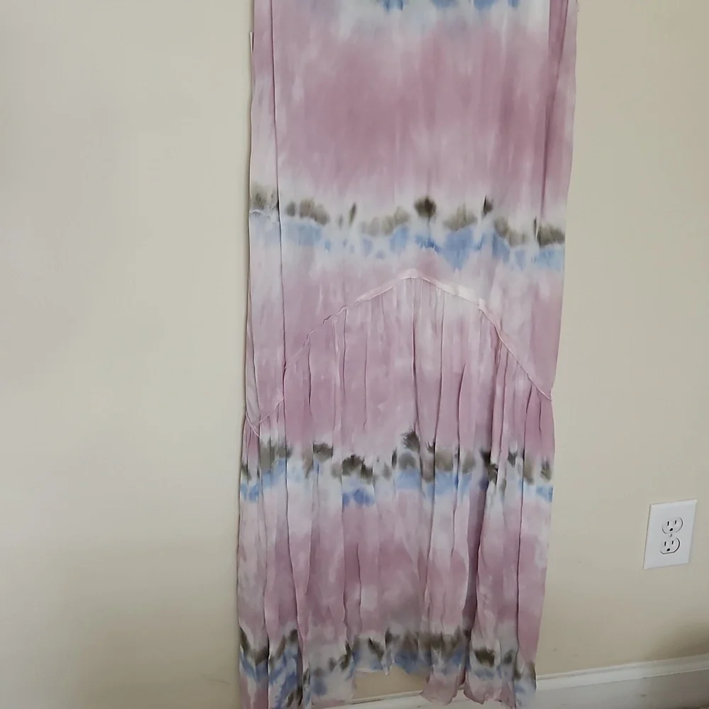Young Fabulous & Broke Tie Dye Pink and White Sleeveless V-Neck Maxi Sundress XL - Picture 7 of 14